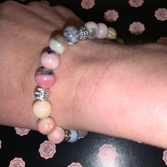 🪬2/$20🪬 ✋🏼Made Nat 8mm Rhodochrosite & Nat 8mm Pink Opal Stone Bracelet - Picture 8 of 16